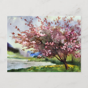 Carte Postale Paysage de peinture aquarelle