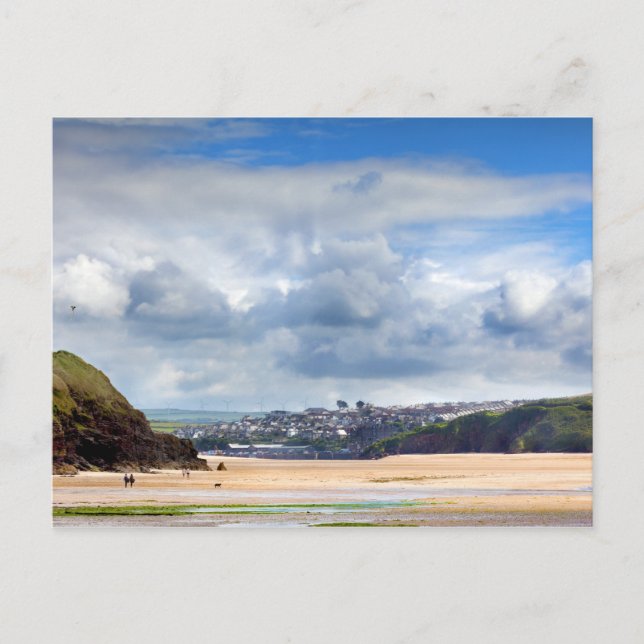 Carte Postale Paysage de plage à Daymer bay à Cornwall UK (Devant)