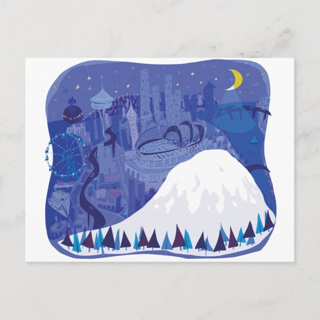 Carte Postale Paysage de Seattle avec le Mont Rainier (Devant)