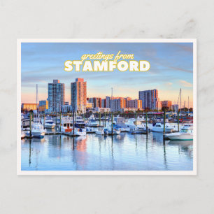 Carte Postale Paysage de Stamford Connecticut Port Bateaux Bienv