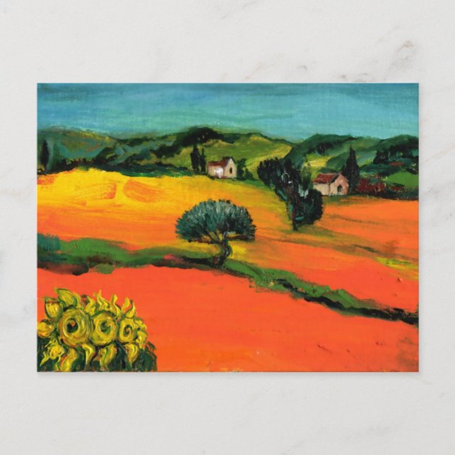 CARTE POSTALE PAYSAGE DE TOSCANE AVEC DÉBORDEMENT (Devant)