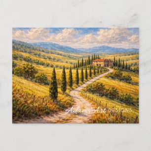 Carte Postale Paysage de villa de la campagne toscane dorée