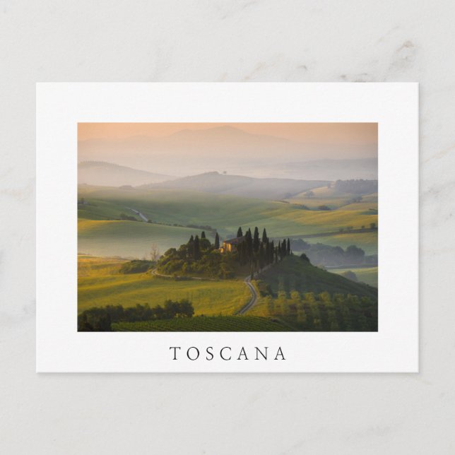 Carte Postale Paysage des collines toscanes au lever du soleil (Devant)