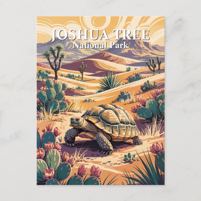 Carte Postale Paysage Désertique Rétro Tortue de Joshua Tree Per (Devant)