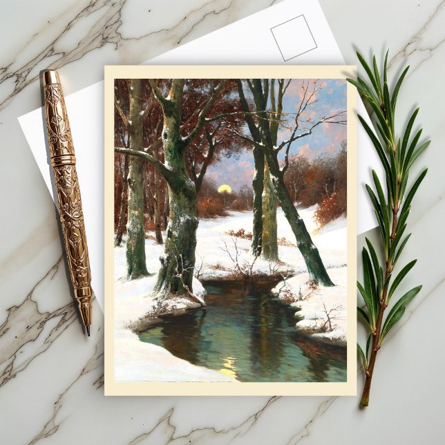 Carte Postale Paysage D'Hiver Avec Lune Levante (Créateur téléchargé)