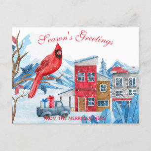 Carte Postale Paysage d'hiver Illustration d'aquarelle Noël