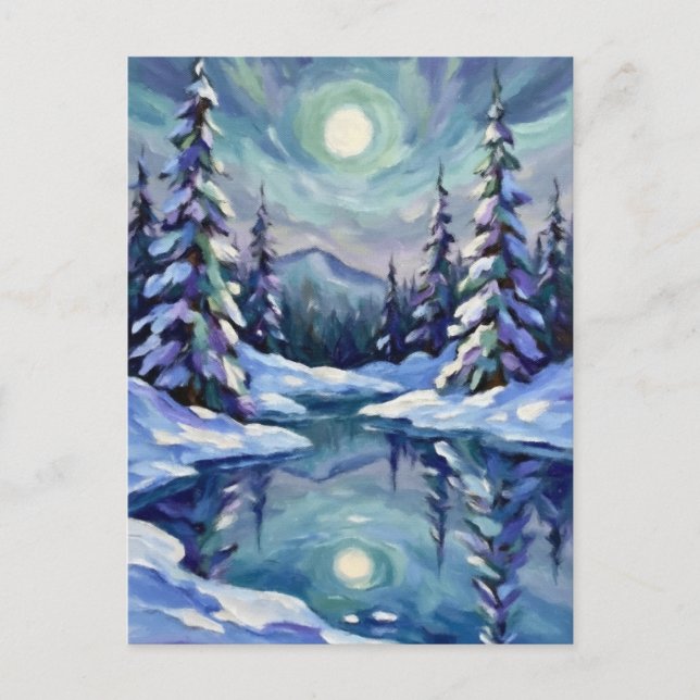 Carte Postale Paysage d'hiver pour Noël (Devant)