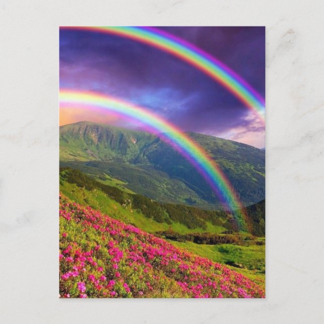 Carte Postale Paysage double arc-en-ciel (Devant)