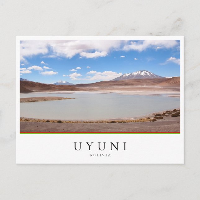 Carte Postale Paysage du lac avec volcan près d'Uyuni, Bolivie (Devant)