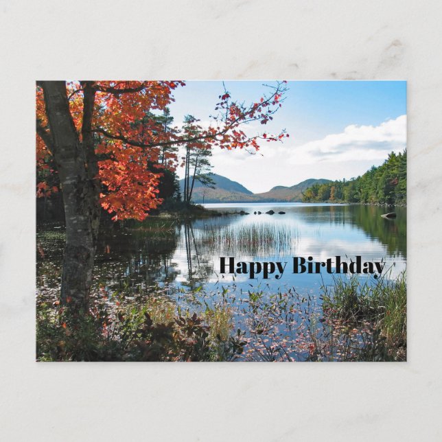 Carte Postale Paysage du lac Maine Acadia Photo Anniversaire (Devant)