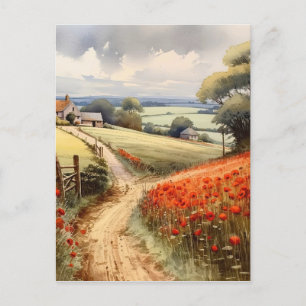 Carte Postale Paysage du terrain de pavot