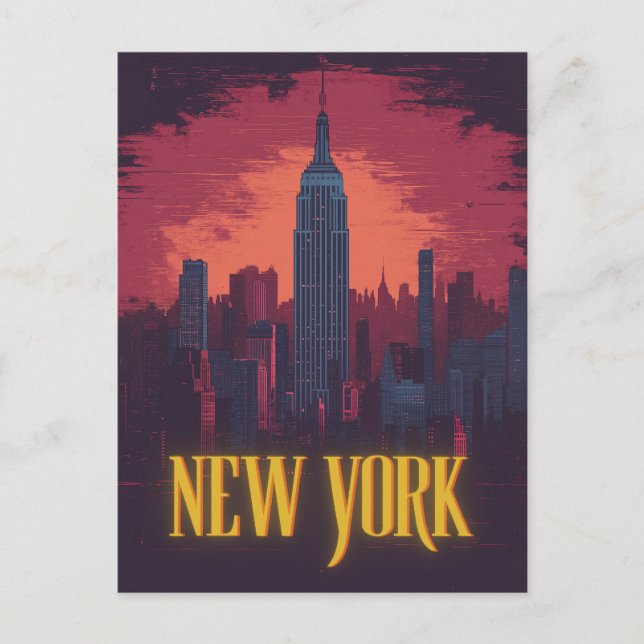 Carte Postale Paysage emblématique de New York City – Ciel noctu (Devant)