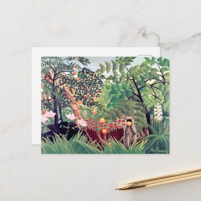 Carte Postale Paysage exotique Henri Rousseau (Devant/Arrière en situation)