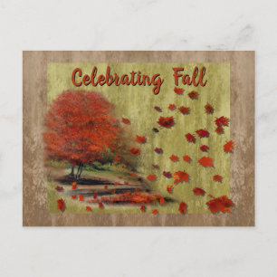 Carte Postale Paysage Feuille en chute d'automne