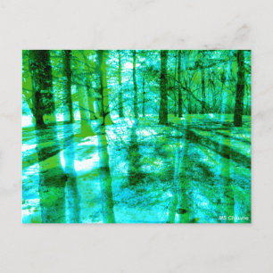 Carte Postale Paysage forestier Arbres Abstraits en Aqua et Vert