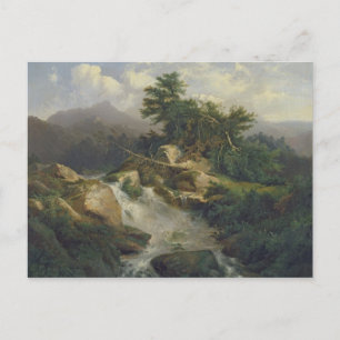 Carte Postale Paysage forestier avec cascade