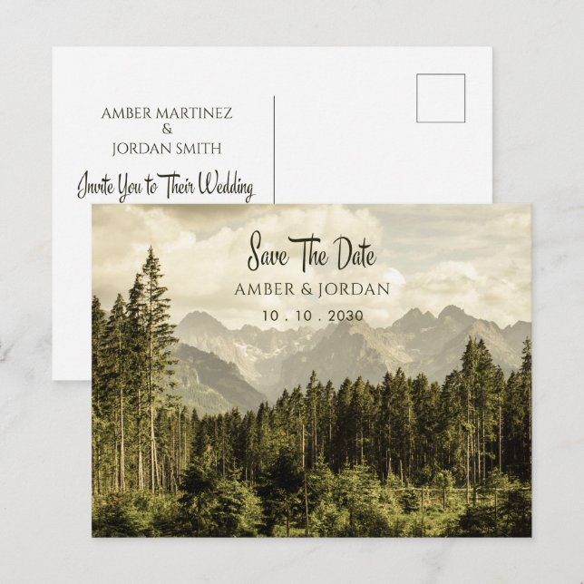 Carte Postale Paysage forestier vintage Mountain mariage (Devant / Derrière)