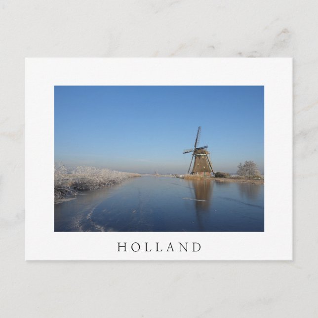 Carte Postale Paysage hivernal avec moulin à vent et glace (Devant)