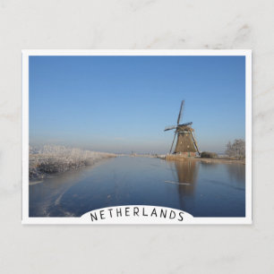 Carte Postale Paysage hivernal avec moulin à vent et glace