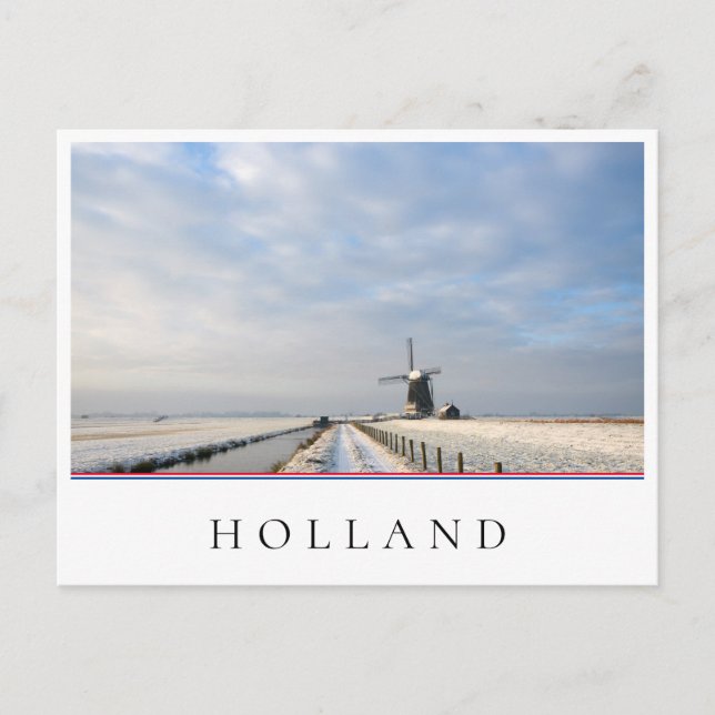Carte Postale Paysage hivernal avec neige et moulin à vent en Ho (Devant)