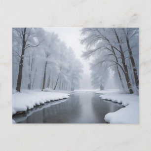 Carte Postale Paysage hivernal serein avec arbres couverts de ne