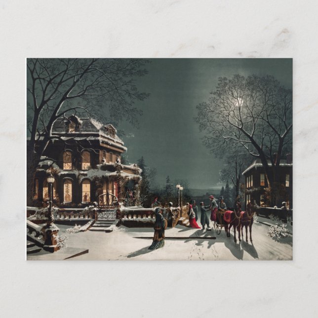 Carte Postale Paysage hivernal vintage (Devant)