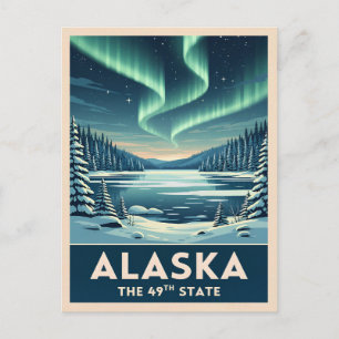 Carte Postale Paysage hivernal vintage d'Alaska Rétro Voyage