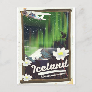 Carte Postale Paysage islandais affiche de voyage de style vinta