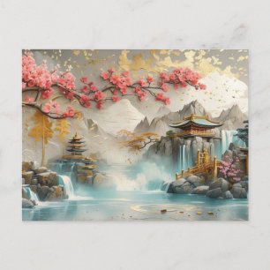 Carte Postale Paysage japonais Abstrait avec Sakura Blossom