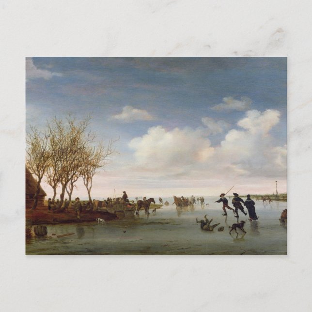 Carte Postale Paysage néerlandais avec Skaters (Devant)