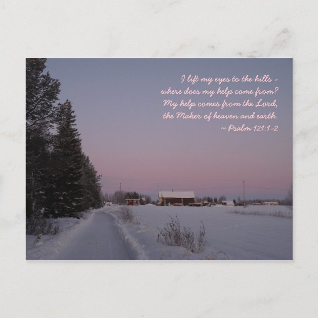 Carte Postale Paysage neigeux avec verse biblique (Devant)