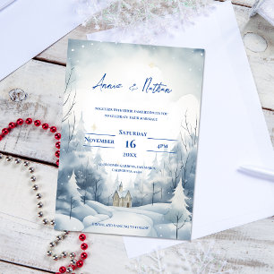Carte Postale Paysage neigeux mignon Mariage d'hiver