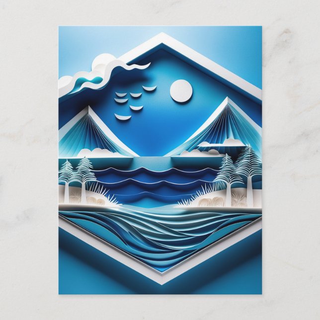 Carte Postale Paysage océanique 3D multicouches à partir de Kiri (Devant)