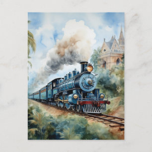 Carte Postale Paysage pittoresque avec un train victorien