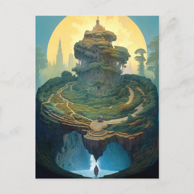 Carte Postale Paysage surréaliste Art Imaginaire (Devant)