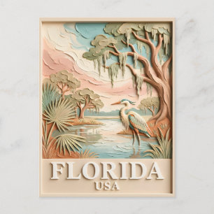 Carte Postale Paysage Texturé de la Faune Aviaire des Everglades