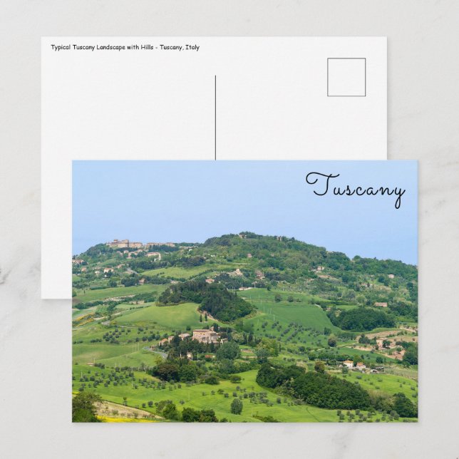 Carte Postale Paysage typique de Toscane avec collines - Italie (Devant / Derrière)