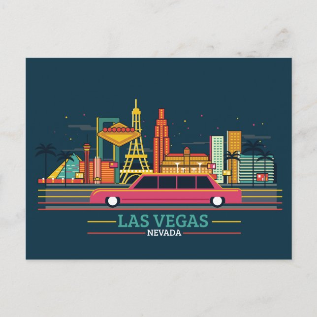 Carte Postale Paysage urbain de la ville à l'horizon | Las Vegas (Devant)