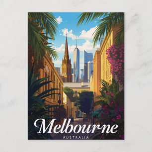 Carte Postale Paysage urbain de Melbourne Australie Voyage Rétro