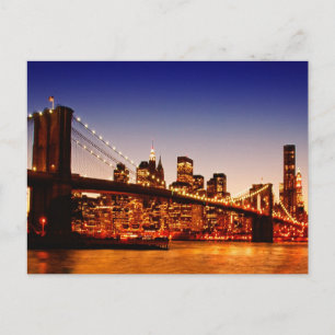 Carte Postale Paysage urbain de New York avec le pont au-dessus