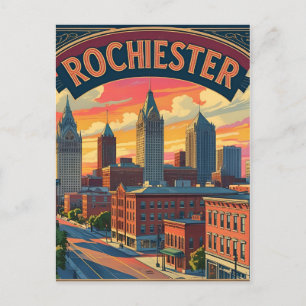 Carte Postale Paysage urbain de Rochester, État de New York, Éta