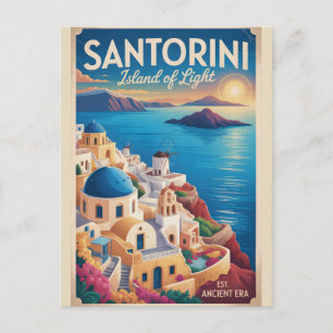 Carte Postale Paysage urbain de Santorin Grèce Voyage Rétro