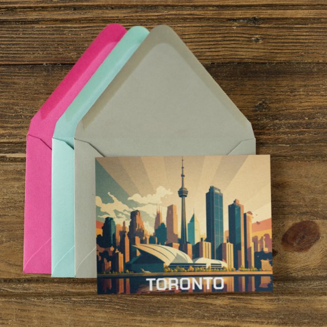 Carte Postale Paysage urbain du coucher de soleil vintage de Tor (Toronto Canada Travel Postcard)