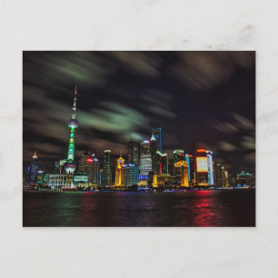 Carte Postale Paysage urbain nocturne de Shanghai
