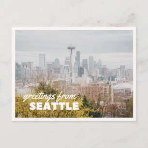 Carte Postale Paysage urbain rétro vintage de Seattle