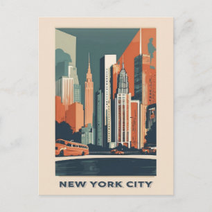 Carte Postale Paysage urbain vintage de New York Voyage rétro