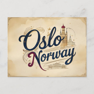 Carte Postale Paysage urbain vintage d'Oslo