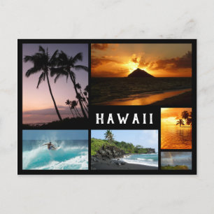Carte Postale Paysages d'Hawaii collage à cadre noir