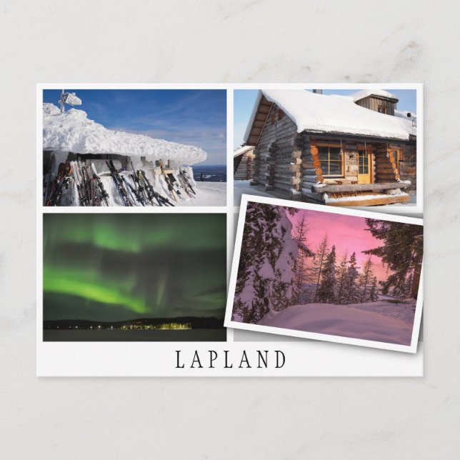 Carte Postale Paysages d'hiver de la Laponie collage avec image  (Devant)