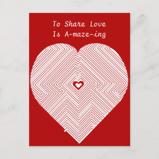 Carte Postale PC de coeur de labyrinthe de jour de Valentines